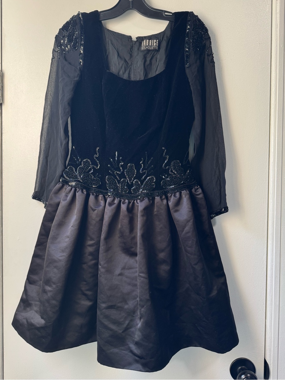 Vintage 80’s Fabrice New York Party Black Beaded Sheer Mini Dress - Picture 5 of 16